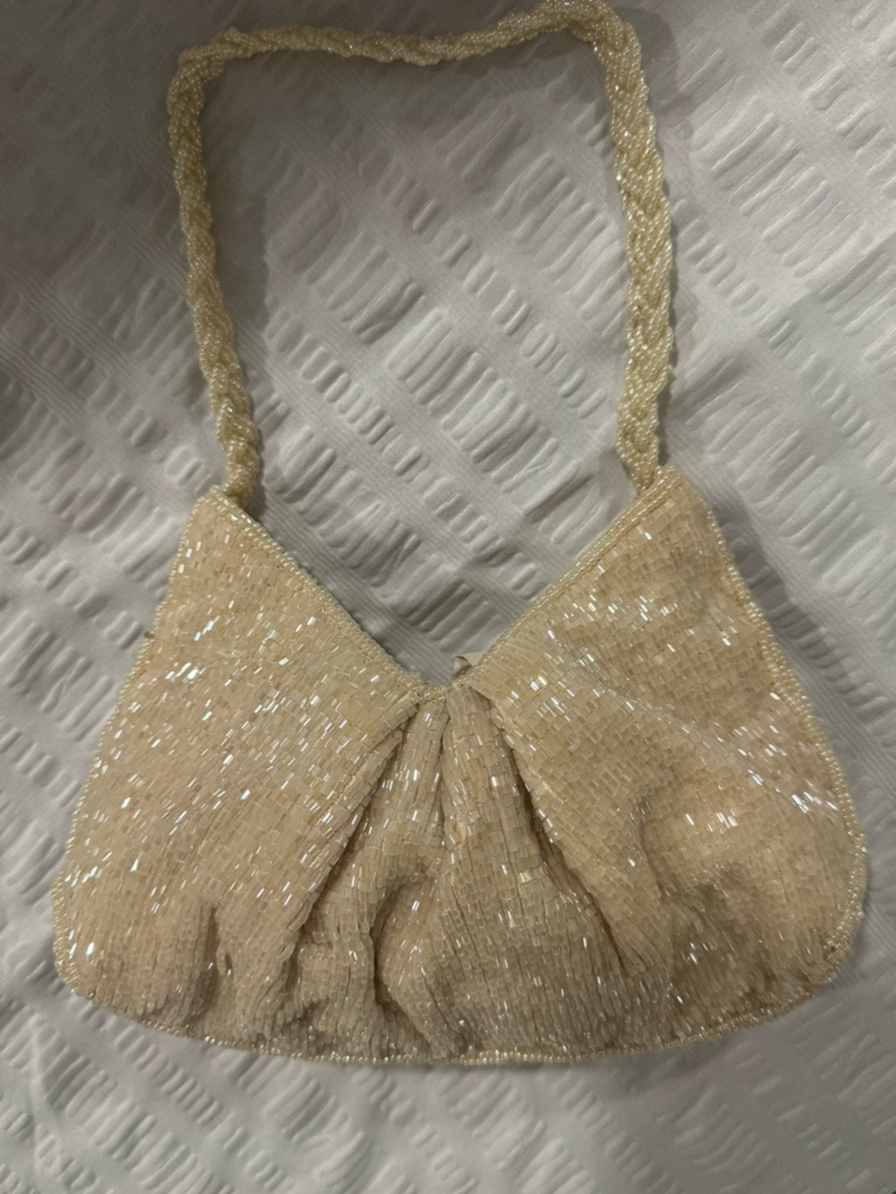 Sequined Cream Evening Mini Bag